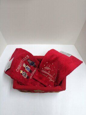2 NWT Kitchen Towels in Preowned Basket All Christmas Themed - Read Description